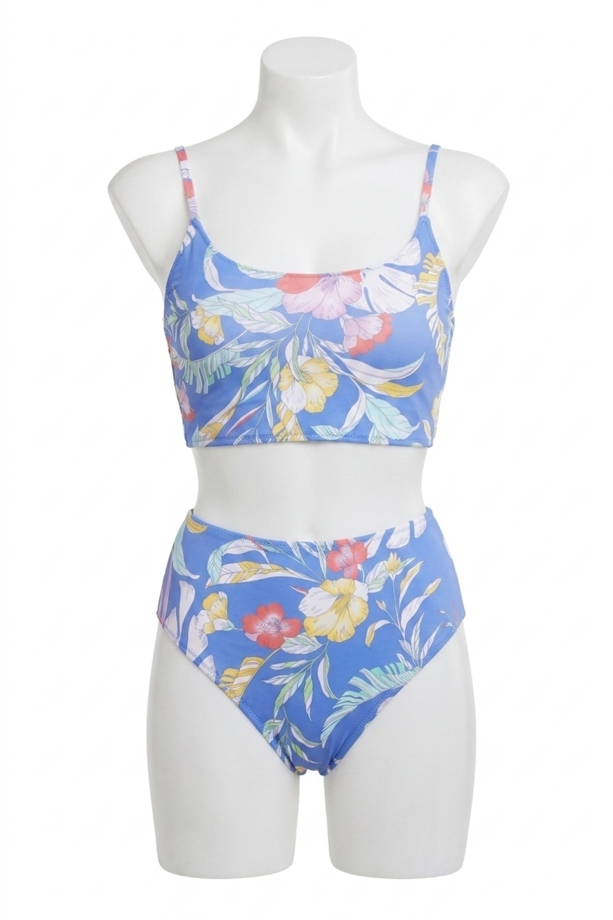 NEW TRIBAL reversible wave floral stripes two piece swimsuit